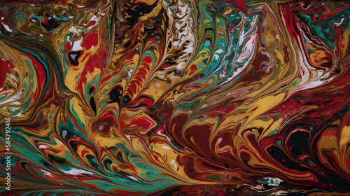 ebru art on water with contrast colors Generative Art