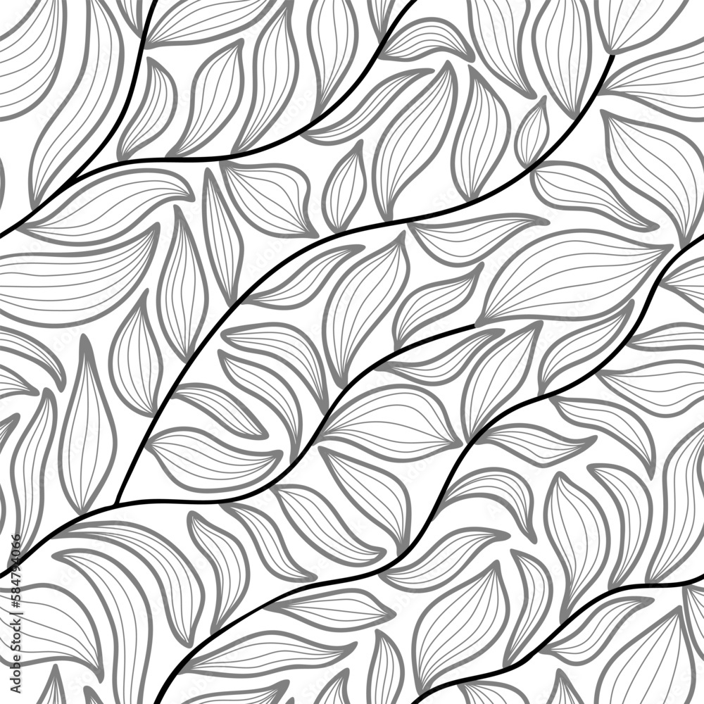 Aesthetic contemporary printable seamless pattern with branches and leaves. Modern floral background for textile, fabric, wallpaper, wrapping, gift wrap, paper, scrapbook and packaging - obrazy, fototapety, plakaty 