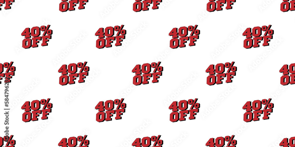 Sale 40 percent off banner pattern. Vector illustration. - obrazy, fototapety, plakaty 
