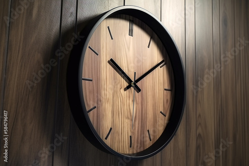 Wallpaper Mural wall clock on wooden background Torontodigital.ca