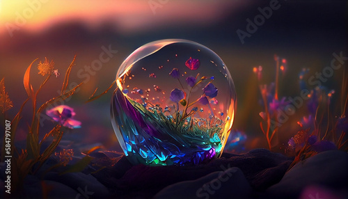 Glow Diamond Crystal Flower Generative AI Art © Bayu Herlambang