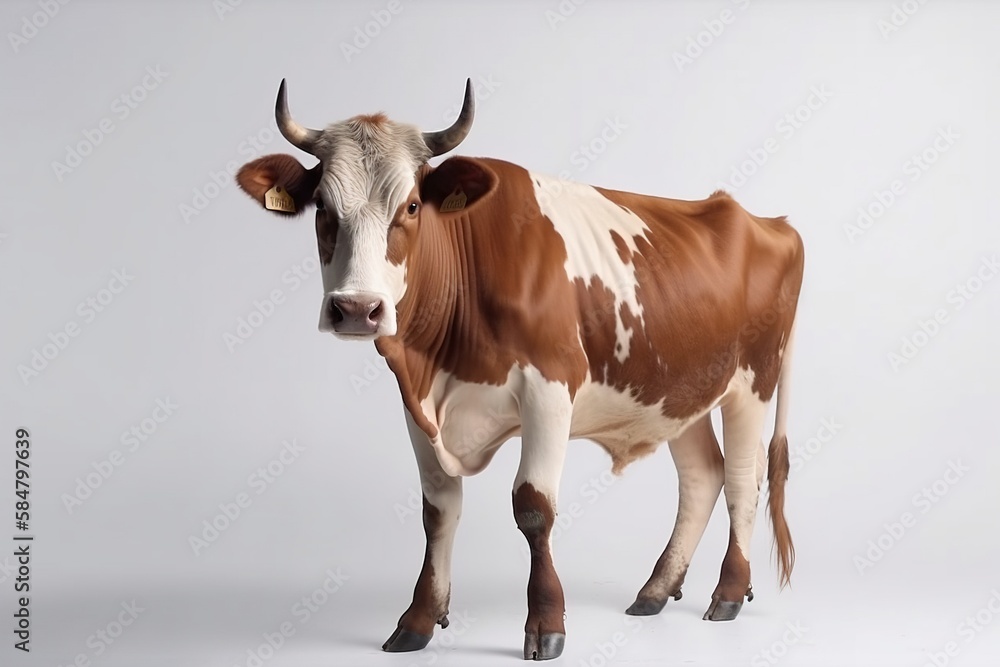 cow on a white