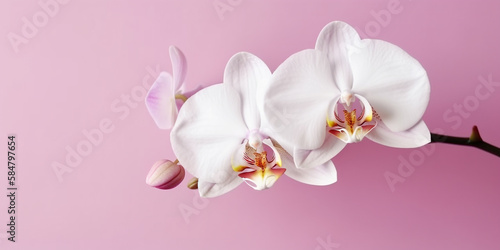 Cherished Bloom  A Single White Orchid for Timeless Beauty   Wellness. Ai Generated Art. Wallpaper and Background. Concept Art for Health  Beauty and Wellness.