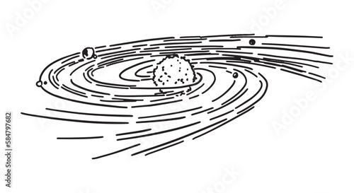 Cosmic space object doodle. Outline drawing of galactic. Astronomy science abstract sketch. Hand drawn vector illustration isolated on white.