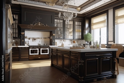 classic oldschool rich kitchen interior design