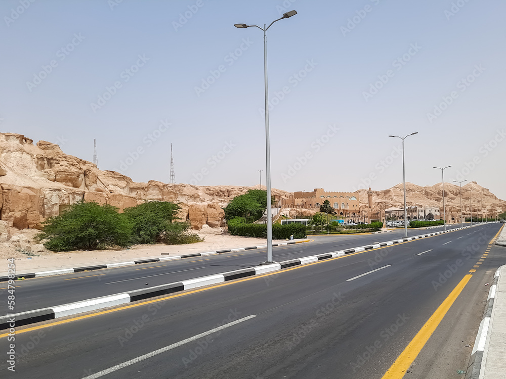 Beautiful Road  Mountains of Jabal Gaara  in the Country of Saudi Arabia 