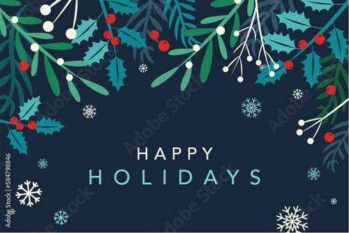 Dark Green Blue Happy Holidays Vector Illustration 1