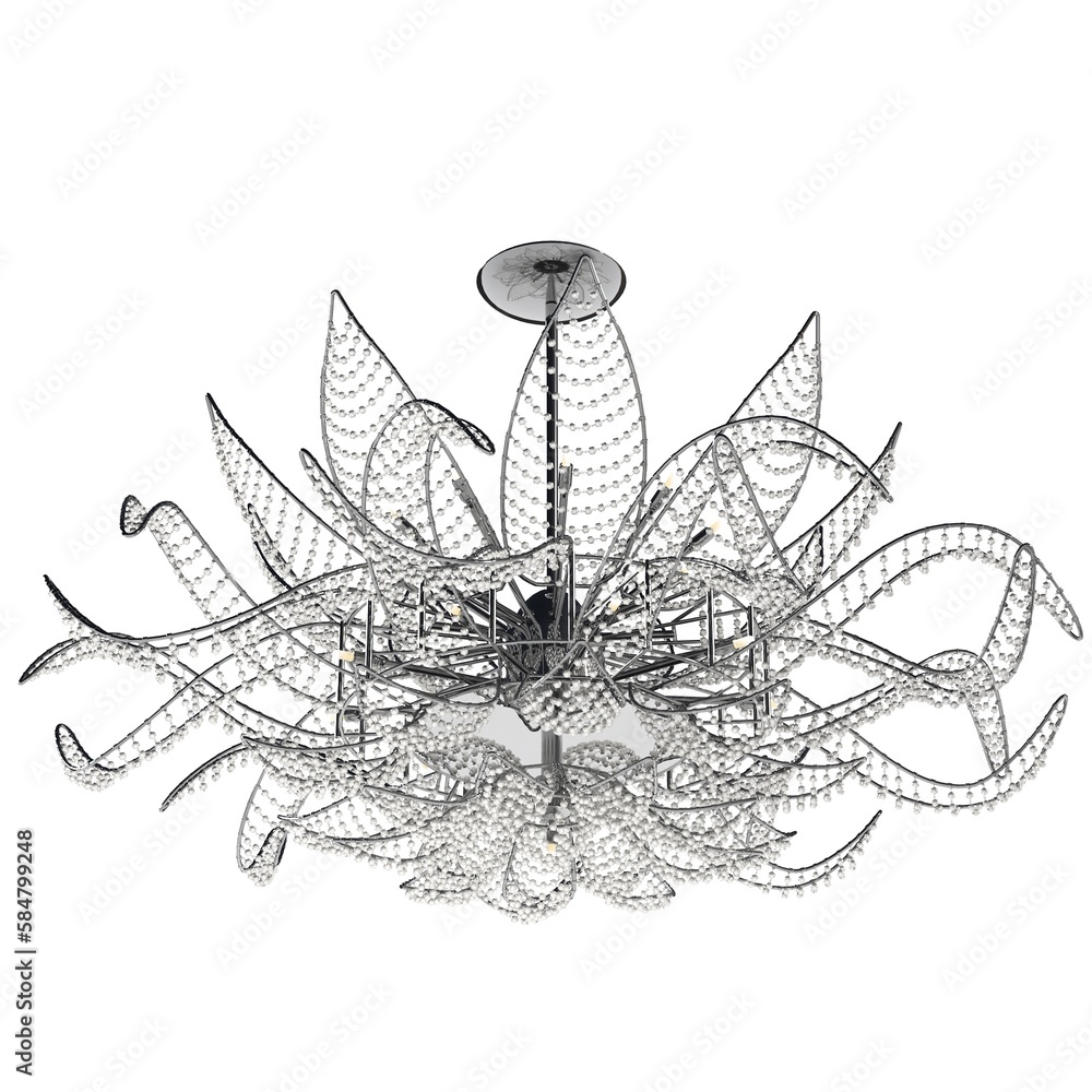 crystal chandelier for the interior isolated on white background, home lighting, 3D illustration, cg render crystal chandelier for the interior isolated on white background, home lighting, 3D illustration, cg render