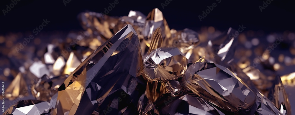 A close up of crystals with gold crystals. Generative Ai A close up of crystals with gold crystals. Generative Ai