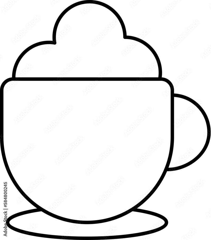 Coffee with Foam in Cup Isolated Outline Symbol. Perfect for using in banners, fliers, business cards, stores, shops - obrazy, fototapety, plakaty 
