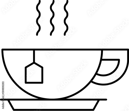 Tea Cup with Teabag Isolated Line Icon. Perfect for using in banners, fliers, business cards, stores, shops