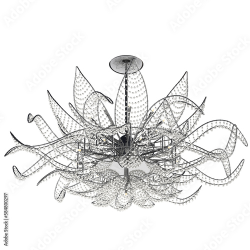 crystal chandelier for the interior isolated on transparent background  home lighting  3D illustration  cg render