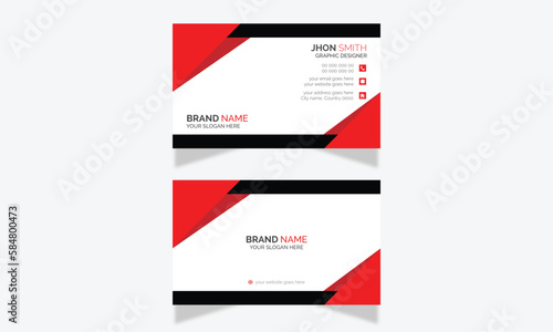 Corporate name card Modern Vector Business Card Double sided Stationary Design Minimal Black and Red Creative And Minimalist Business Card Horizontal paper Template simple clean layout