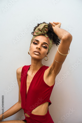 Sexy woman with red dress