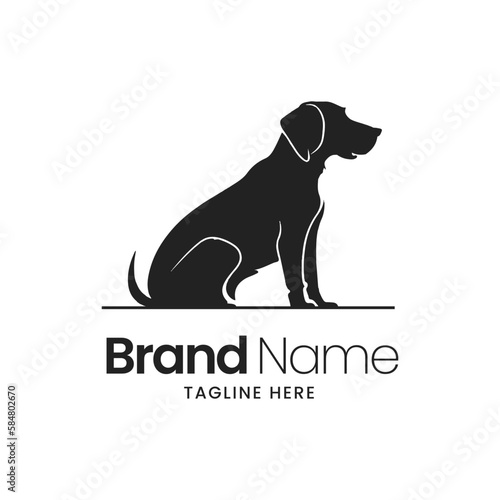 Black Dog on a white background Logo Design in modern minimalist illustrations flat icons, vector logo