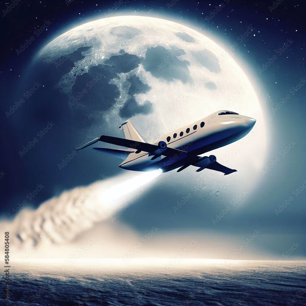 Flying business jet flies in the sky Flying business jet flies in the sky
