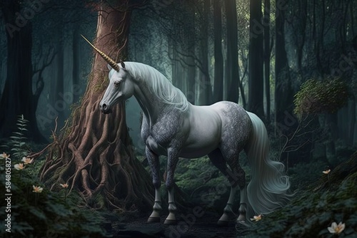 The Enchanted Unicorn in the Forest of Whisperwinds Generative AI © pngking