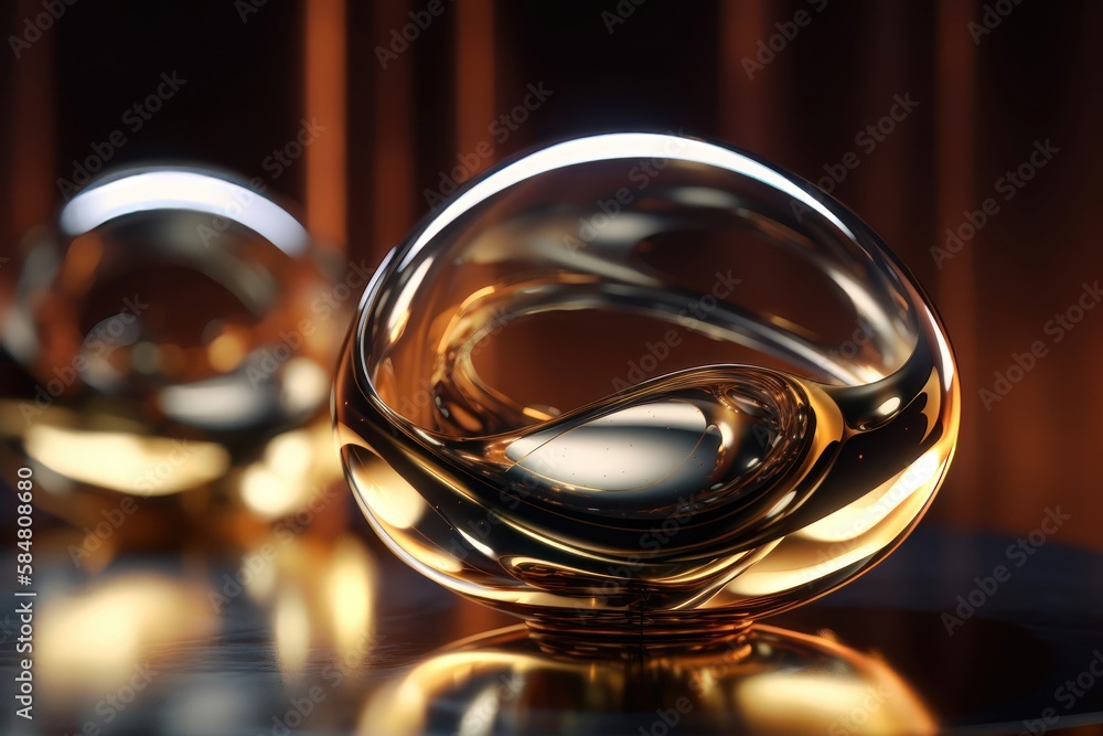 3d background rendering of round gold glass. Glass material with girly, stylish, posh, luxury gradient. AI generated 3d background rendering of round gold glass. Glass material with girly, stylish, posh, luxury gradient. AI generated