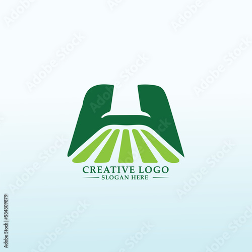 harvesting and logistics vector logo design letter H