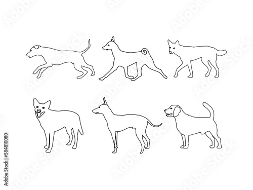 set of dogs vector design and illustration. set of dogs vector design outline. set of dogs vector images with white background.