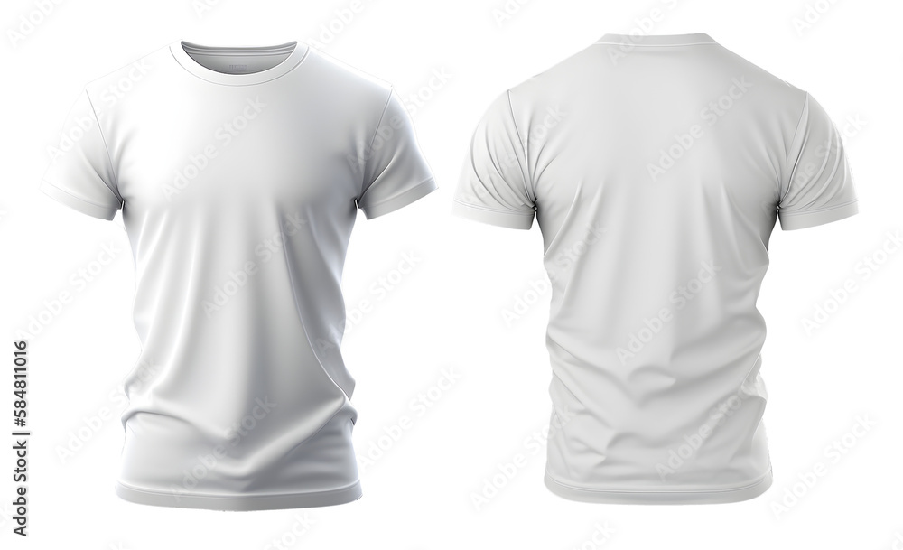 plain white t-shirt mockup template, with view,front, back - obrazy, fototapety, plakaty 