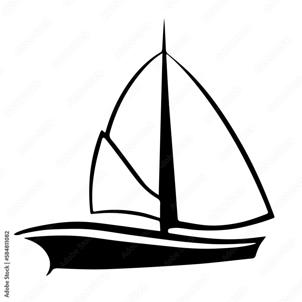 Yacht vector design. Luxury yacht logo. Yacht tattoo.