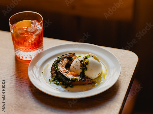 Burrata with roasted pumpkin.  photo