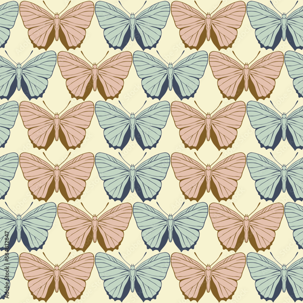 Obraz premium Butterfly Vector Cute Seamless Pattern Illustration for Fabric Wallpaper Wrapping Paper Greeting Card 