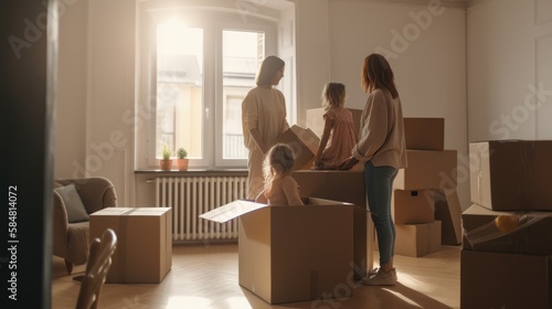 Family moving in new house, GENERATIVE AI © nishihata