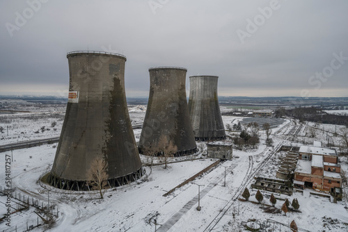 The abandoned Inota power plant - a former thermal power plant located in the town of Inota, Hungary photo