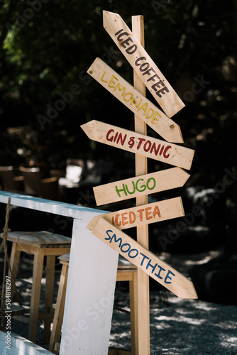 Drink sign on the Beach anno 2022 photo