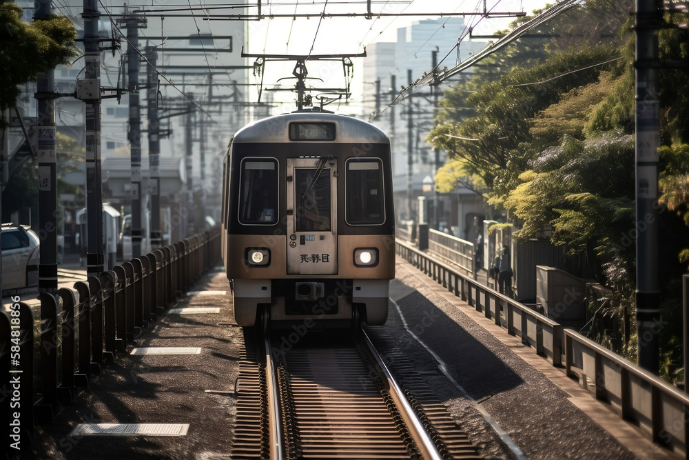 Naklejka premium A train in Asia during daytime