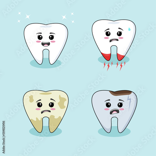 Teeth icons set. flat design, vector