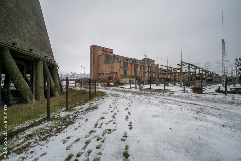 The abandoned Inota power plant - a former thermal power plant located in the town of Inota, Hungary