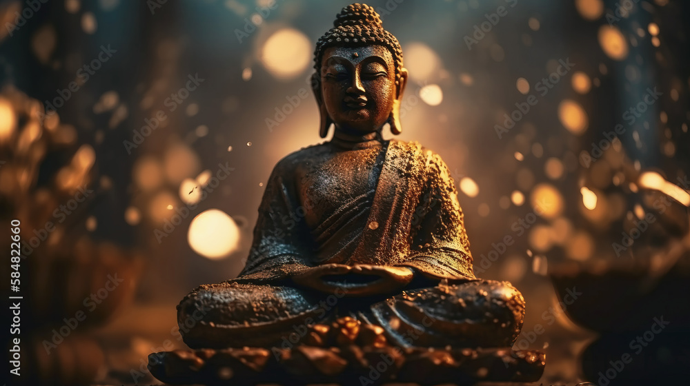 buddha statue in the temple. Generative AI
