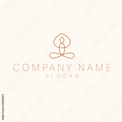 Yoga position brand logo design. Modern yogi logotype. Meditation logo template.