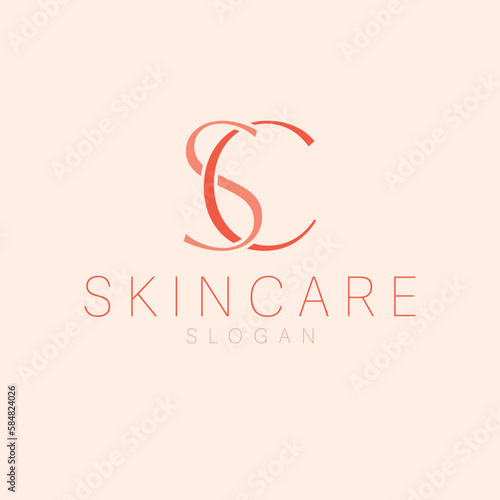 SC leters brand logo design. Skincare monogram logotype. S and C logo templete. 