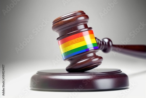 LGBT rights and laws, Judge gavel with LGBT symbol photo