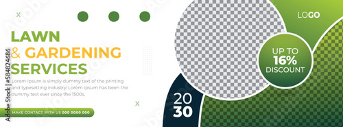 Lawn and Gardening Services Social Media Web Banner Template Design. Agricultural Farming Services Design Suitable for Gardening Business