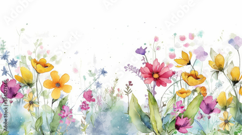 Watercolor flower background. Illustration AI Generative.