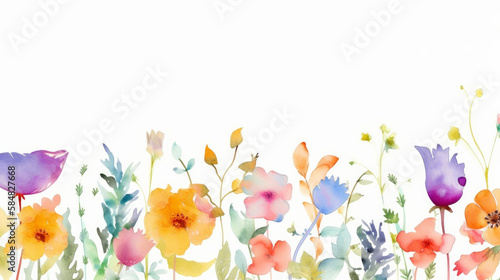 Watercolor flower background. Illustration AI Generative.