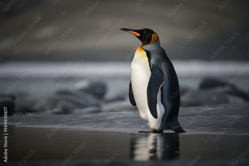 Fototapeta premium The king penguin (Aptenodytes patagonicus). Created with Generative AI. 
