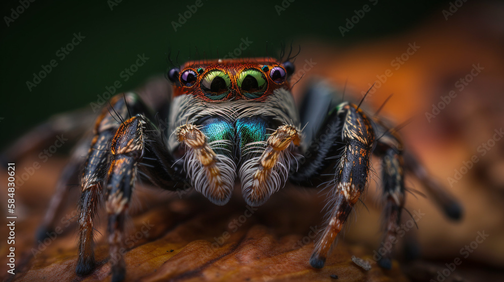 Close up image of Jumping Spider. Created with Generative AI. Close up image of Jumping Spider. Created with Generative AI.