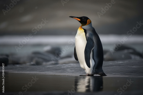  The king penguin  Aptenodytes patagonicus . Created with Generative AI. 