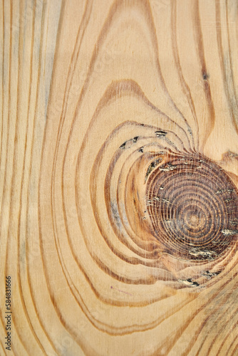 A polished wooden board with circles taken in close-up