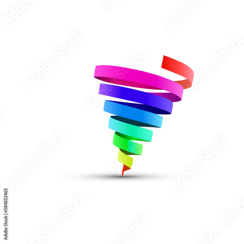 Colorful spiral ribbon in rainbow colors 3d isolated vector illustration