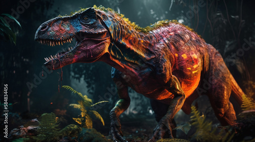 Colourful and Detailed Tyrannosaurus Rex in Forest © Aftab