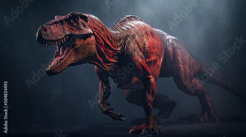 Very Detailed Moody Tyrannosaurus Rex in Mist