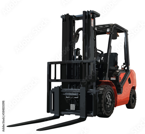 forklift art design vector Warehouse template services. Warehousing, storage, sorting, loading of goods Automatic robotic forklift truck isolated white background