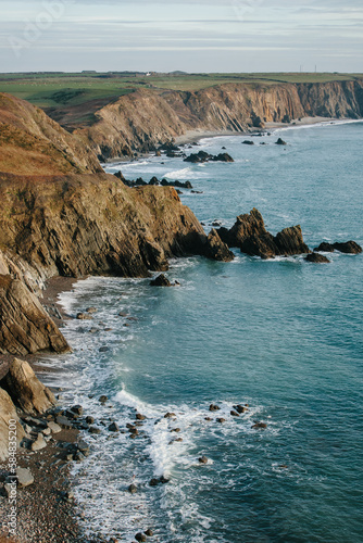 Welsh coast at high tide in winter